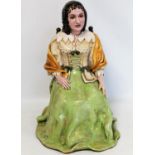 Large pottery figure of Henrietta Maria (wife of King Charles I) seated, by Christine Goldstone,