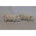 Two Beswick figures: Sow Ch. "Wall Queen 40th", no. 1452A, 7cm high and Boar Ch. "Wall Champion