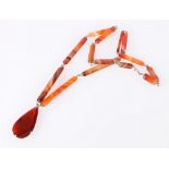 Carnelian fetter link necklace with tear drop pendant