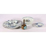 Four pieces of Chinese Nanking cargo blue & white porcelain bowl, lot 3123, a pair of tea bowls