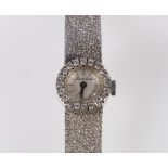 9ct white gold cased Ladies Bueche Girod wristwatch with diamond set bezel, 17 jewel movement and on