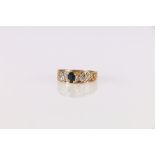 Contemporary 14ct gold sapphire and diamond dress ring 4.98g