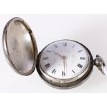 Silver pair case type key winding pocket watch, the dial with JOHN EPPS in ring, works plate
