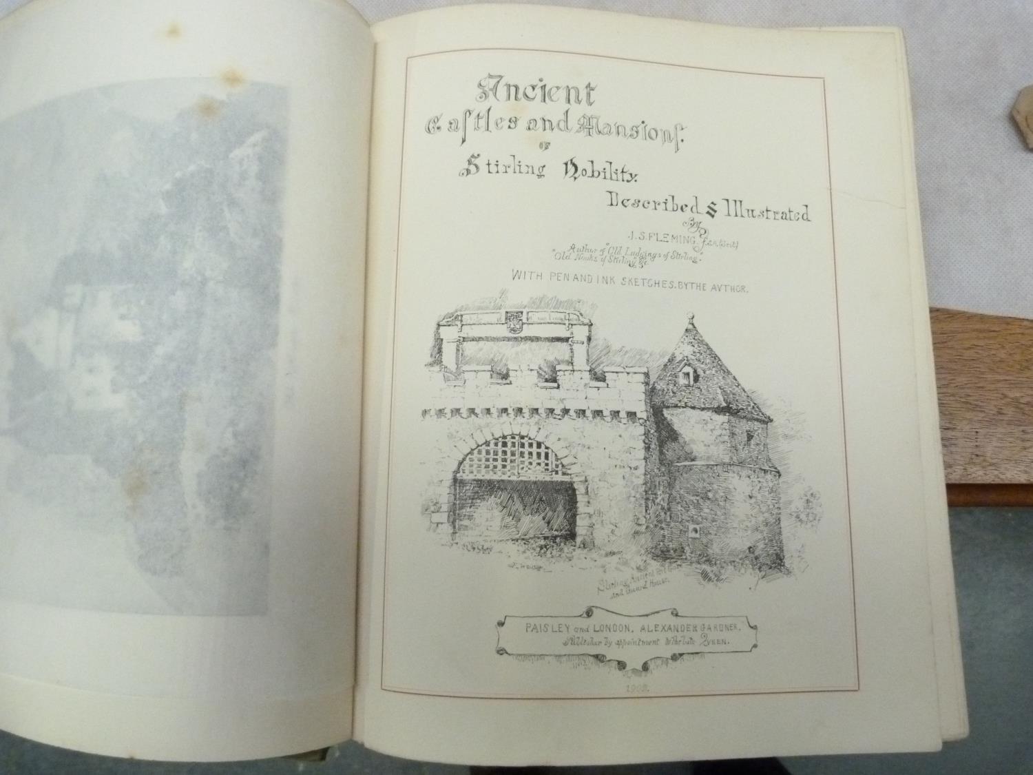 FLEMING J. S.  Ancient Castles & Mansions of Stirling Nobility. Plates & illus. Quarto. Worn green - Image 2 of 3