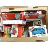 Large box of various Land Rovers including Burago, Solido, 2 kits, Shire album etc.