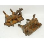 Antique Mathieson No 9 plough plane with boxwood stems and sash fillester plane, possibly beech