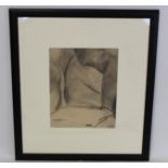 VLADIMIR DAVIDOVICH BARANOFF-ROSSINE (1888-1944).Study of folds in fabric.Charcoal.27cm x 22cm.