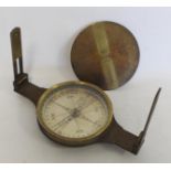Victorian brass surveyor's compass with silvered dial by Cail, Newcastle with owners mark for