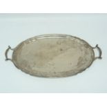 Silver twin-handled tray, Roberts & Belk, Sheffield 1924, oval with shaped rim, 55cm wide over