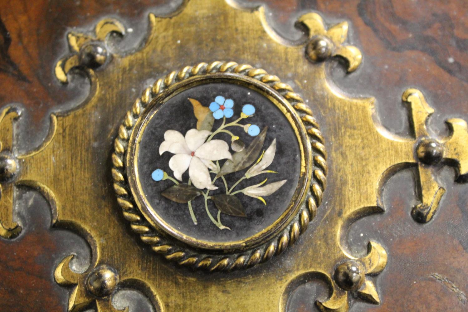 Victorian burr walnut jewellery box with additional scumbled detailing, Pietra Dura floral roundel - Image 16 of 22