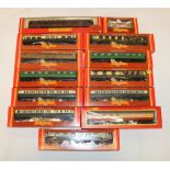 Thirteen Hornby OO gauge model railways rolling stock including R4095 LMS dining car, two R456 GWR