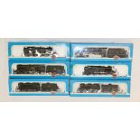 Six Airfix Railway System OO gauge model railways locomotives including 4-6-0 Powderham Castle