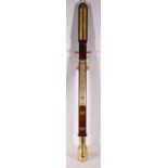Comitti and Son of London mahogany cased marine barometer with gimbal mount, 92cm long