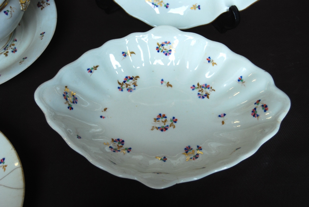 Set of four 19th century Derby scallop shape dessert dishes, each with gilt decoration and gilt blue - Image 2 of 4