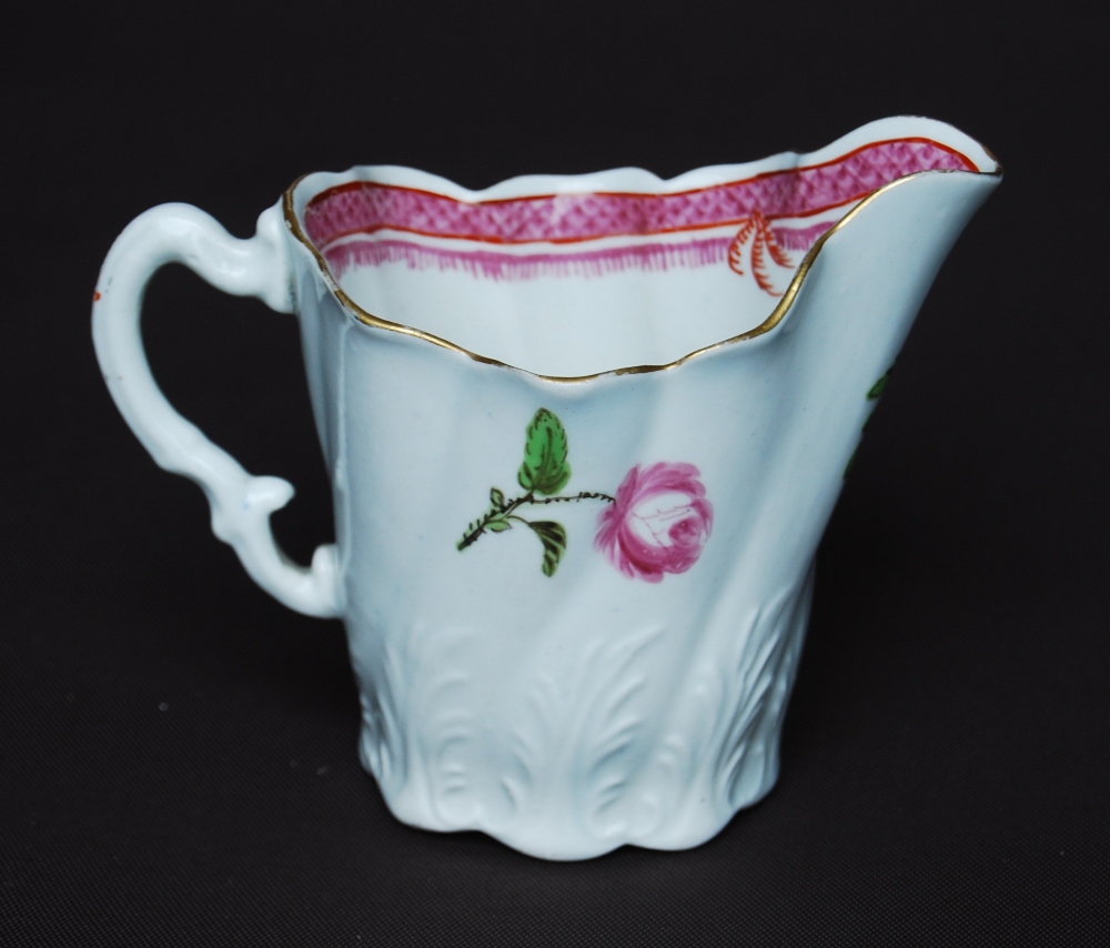 Late 18th century English porcelain tea bowl with two saucers, polychrome rose sprays & swags, - Image 11 of 13