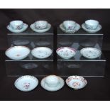 Collection of eleven mainly 18th century Chinese saucers and five tea bowls, mainly polychrome