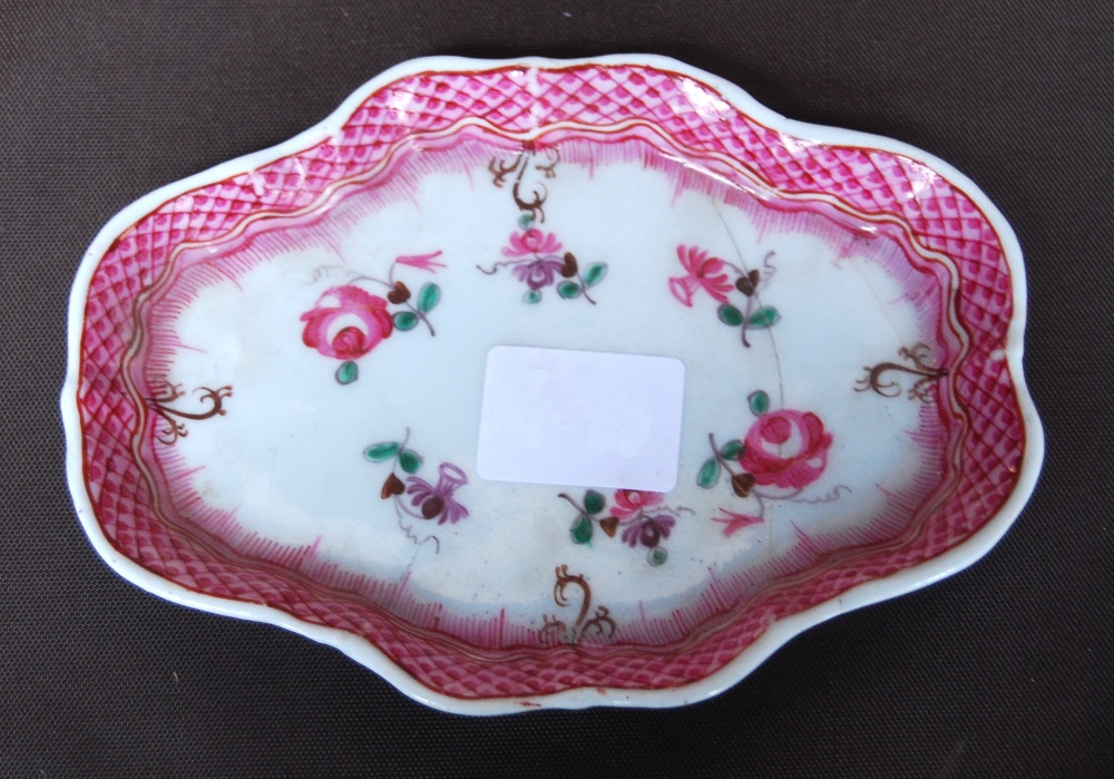 Late 18th century English porcelain tea bowl with two saucers, polychrome rose sprays & swags, - Image 4 of 13