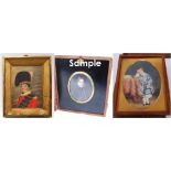 Group of portrait miniatures including General Towers, in uniform, signed Saint, 9cm high, and