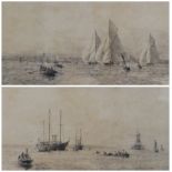 ROWLAND LANGMAID (BRITISH, 1897 - 1956)'HMY Victoria and Albert off Cowes' and 'The Downwind Leg