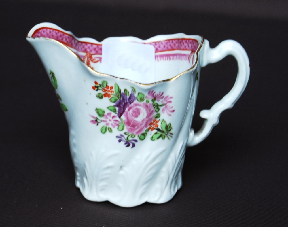 Late 18th century English porcelain tea bowl with two saucers, polychrome rose sprays & swags, - Image 12 of 13