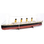 Model of the Titanic, 110cm long, with associated ephemera.