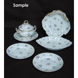 Set of four 19th century Derby scallop shape dessert dishes, each with gilt decoration and gilt blue