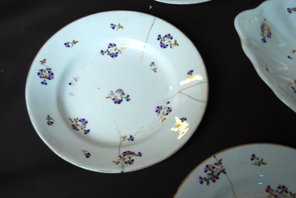 Set of four 19th century Derby scallop shape dessert dishes, each with gilt decoration and gilt blue - Image 3 of 4