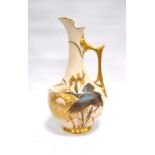 Late 19th century Royal Worcester ivory finished ewer with gilt decoration, angular handle and