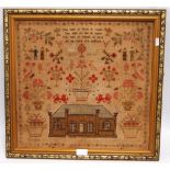 19th century sampler by Elizabeth Aitkenson Barden, b. 1841, Pannel School, 'The Loss of Time is