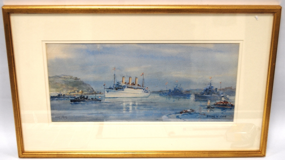 FRANK WATSON WOOD (SCOTTISH 1862 - 1953)Empress of Australia entering Quebec HarbourSigned and dated - Image 2 of 5