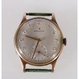 Gents Zenith wristwatch with 17 jewel movement numbered 5056940 and Dennison 9ct gold back plate