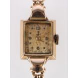 9ct gold cased Tudor wristwatch, the backplated stamped RWCLTD for Rolex Watch Company Limited,