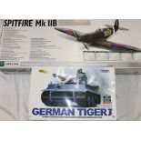 Speciality Military Affairs German Tiger I remote control tank and Parkzone Spitfire mkIIB remote