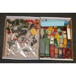 A collection of over 50 playworn Dinky Toys and others including two Supertoys Foden flat beds,