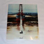 Photograph of a United States rocket on launch pad, printed on kodak paper 50cm x 42cm