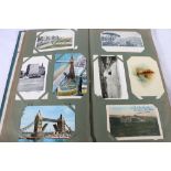 An Edwardian postcard album containing approximately 200 postcards, much topographical interest