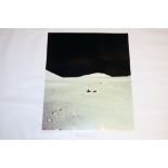 Photograph of an Apollo mission lunar roving vehicle and two astronauts on kodak paper, 50cm x 42cm