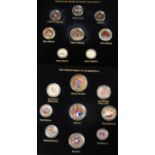 United Kingdom. (18) Set of Gold plated and coloured coins, both pre-decimal & decimal of EIIR. In