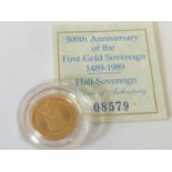 United Kingdom. Half sovereign. EIIR. 1489-1989. 500th Anniversary of sovereign. Proof.