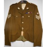 British Army dress uniform khaki green jacket with J Compton, Sons and Webb Ltd label "G B Lindsay