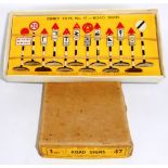 Dinky. 47 Road Signs. 1935-41. Some have black bases. Appears to be in a U.S. issue box. Good