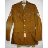 British Army dress uniform khaki green jacket with Briggs, Jones and Gibson Ltd label "0939 Fleming"