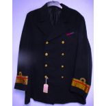 British Navy dress uniform black jacket with interior pocket label penned ""Surgeon Gen Sir Wm