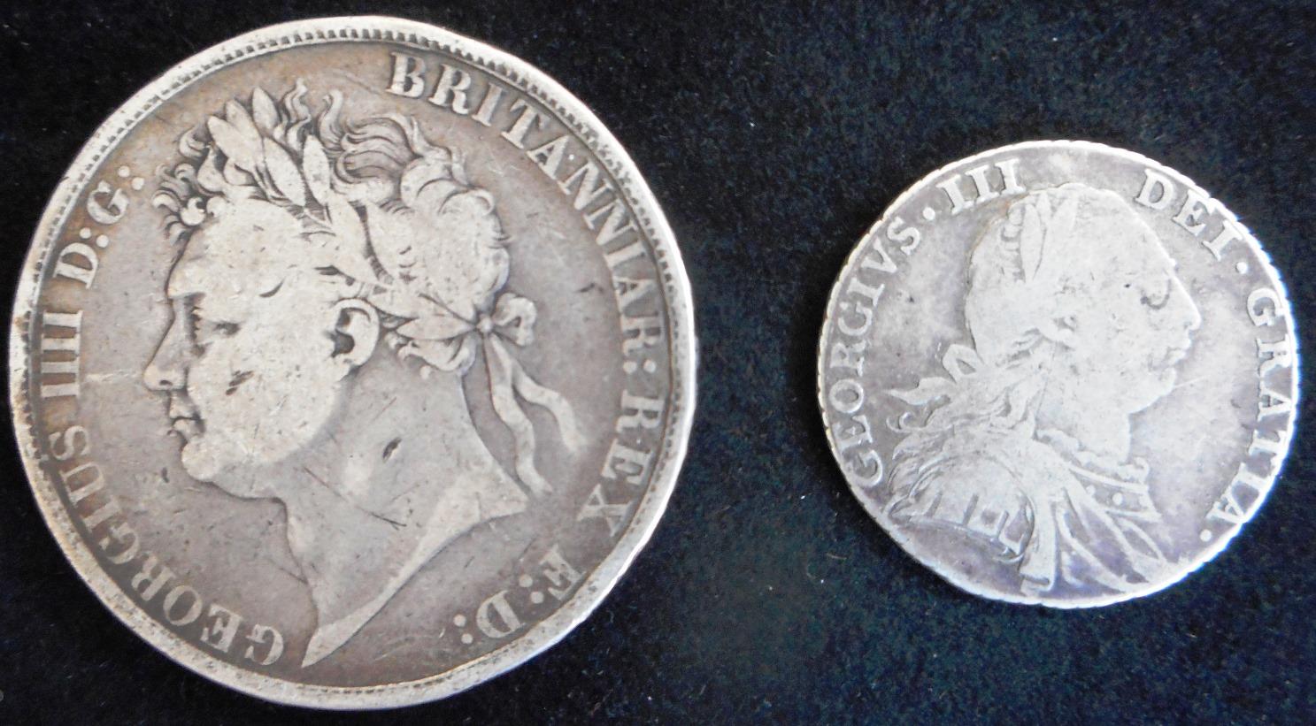 United Kingdom. Crown. George IV. 1822 TERTIO. Edge knocks otherwise Good. Shilling. George III.