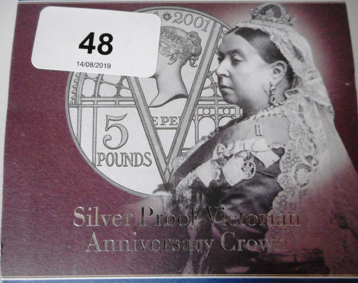 United Kingdom. £5 crown. 2001. Victoria Anniversary. Silver Proof. Cased.