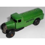 Dinky. 25d Petrol Tanker. 1946-47. Type 3. Green/black 'PETROL'. One headlight missing otherwise