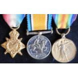 Miniature Medals. WW I 1914-15 Trio. Mounted as worn.