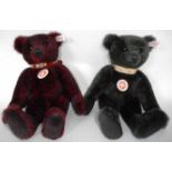 Steiff Bear. (2) 038365 teddy 32, alpaca, with leather collar.; 038754 teddy 32, alpaca Bordeaux.