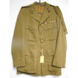 British Army dress uniform khaki green jacket with interior pocket label "S9409 R Ogilvie" having