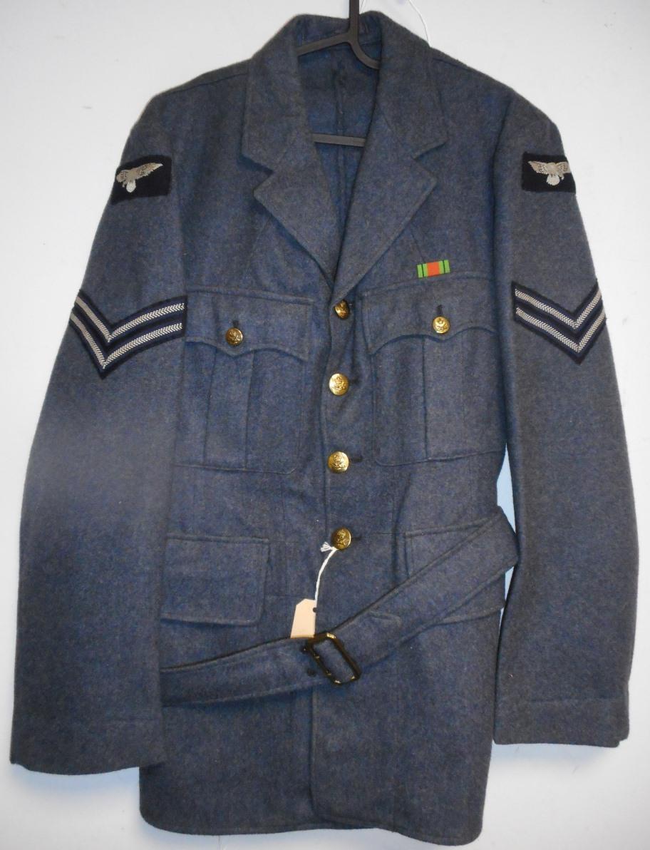 British Royal Air Force dress uniform jacket marked to interior "1235157 Marshall RAF" and with